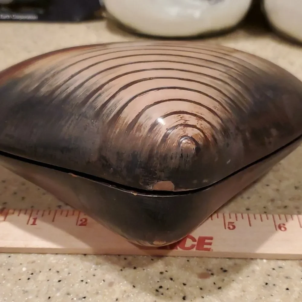 Clam Shell Wooden Dish Trinket Box